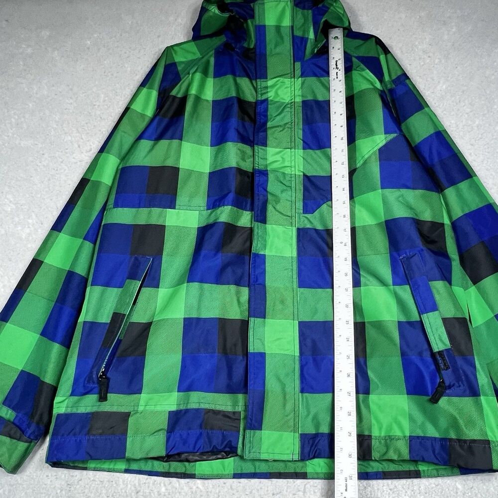 Vans Ski Snowboard Jacket Mens Size Large Blue Green Plaid Coat Hooded - Picture 7 of 12